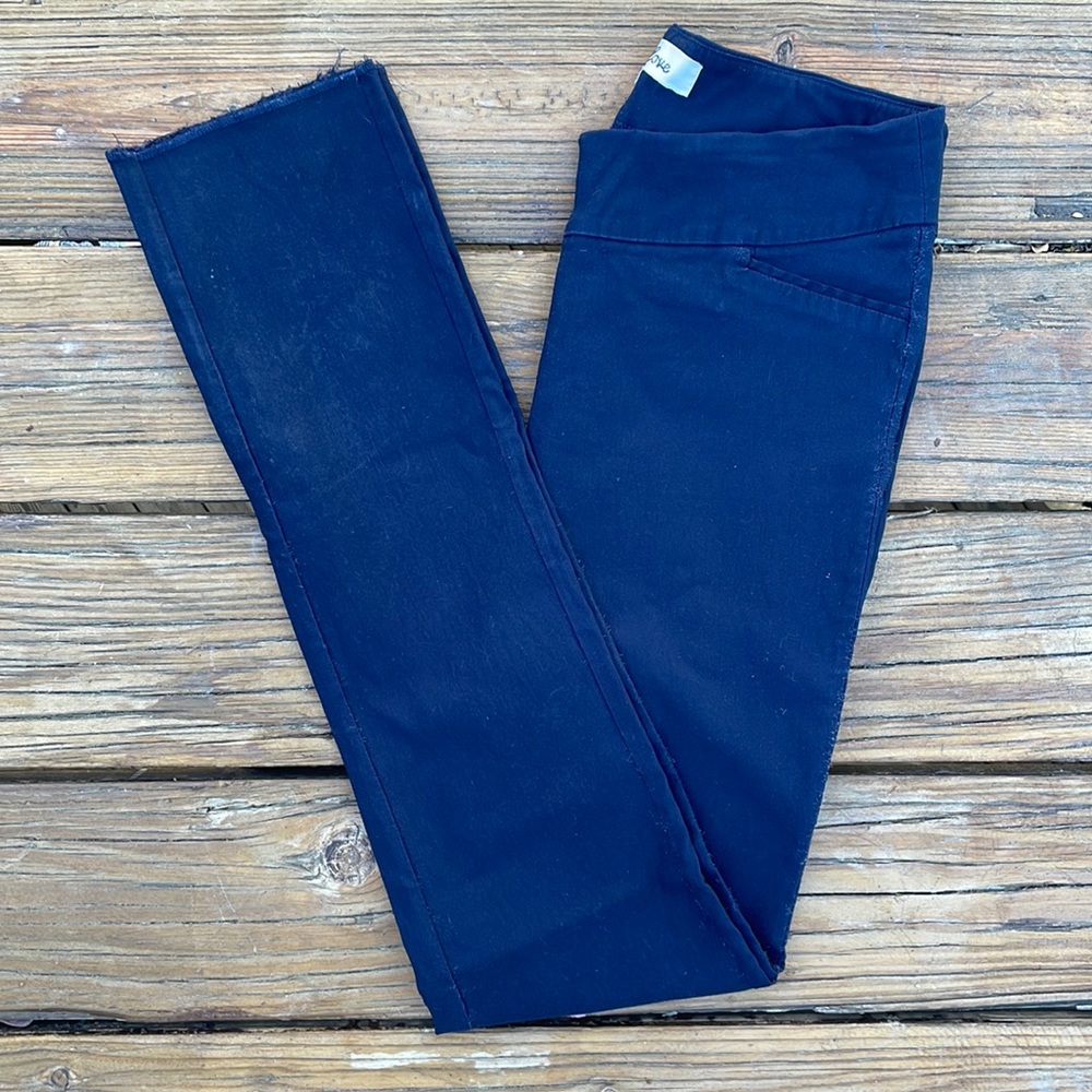 Navy Blue Mid-Rise Stretchy Trousers